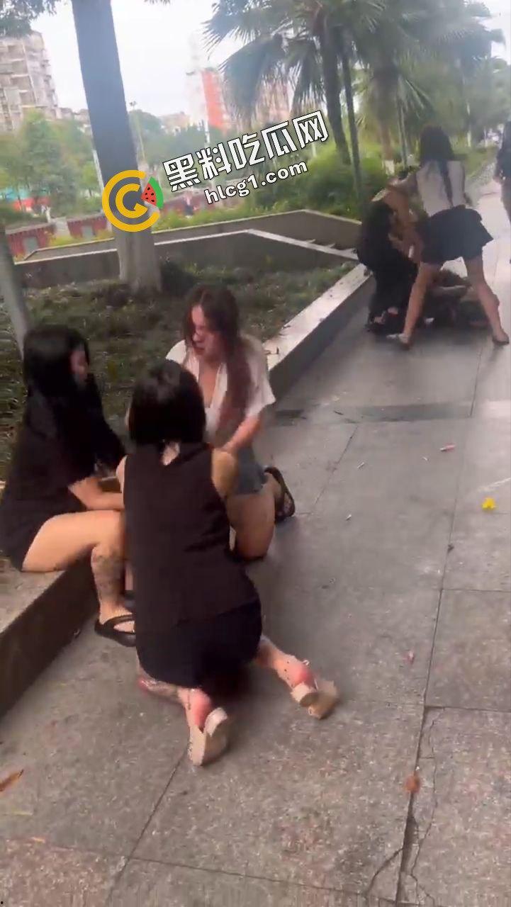 广西梧州小区公园精神小妹 互相撕逼 群殴打架 精神小伙拍摄视频传出