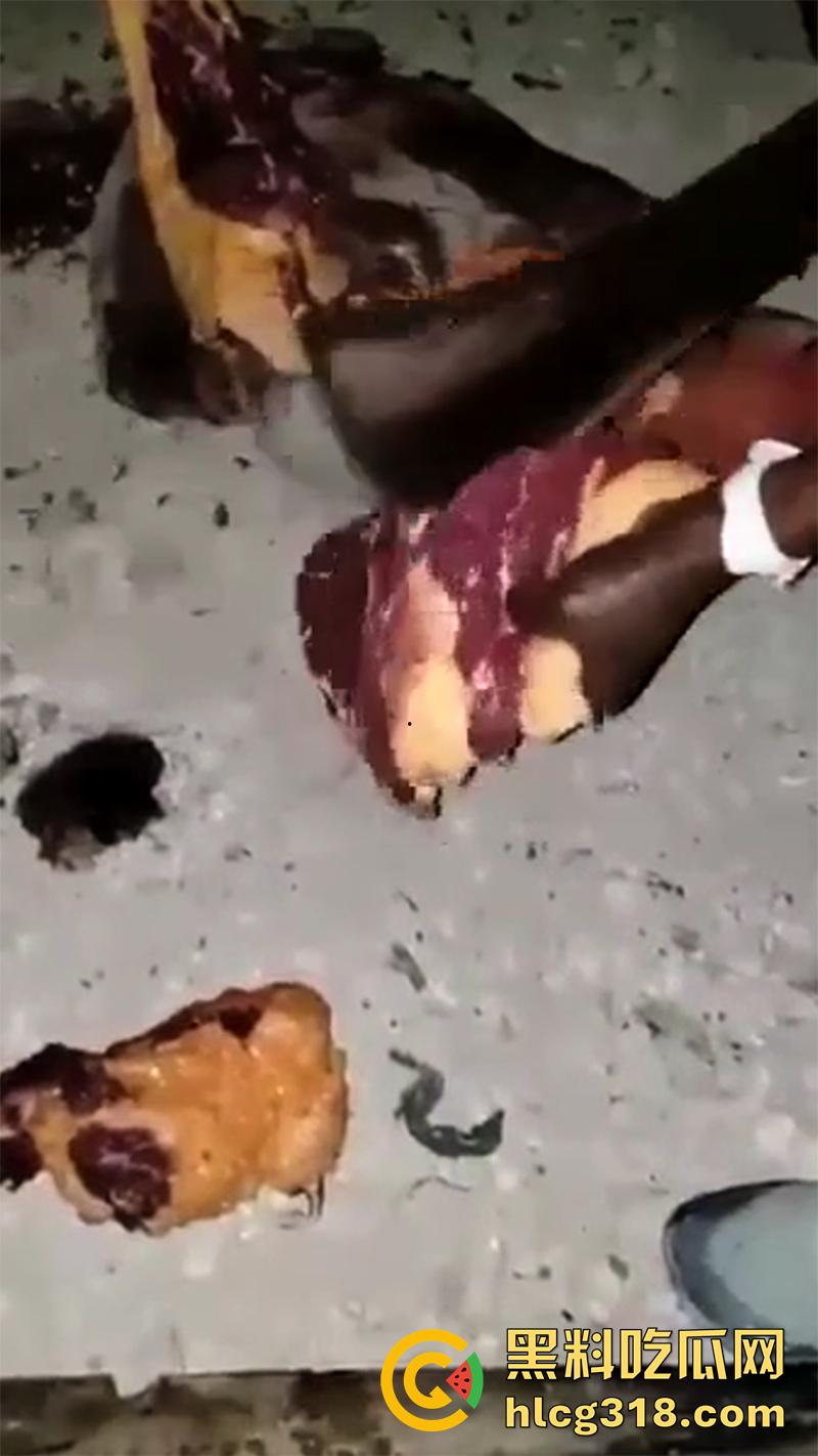 非洲大奶黑妹被砍断双手,棍棒砸扁头杀害后,被一群男子当场分尸割肉,还有人拿棍捅逼,真变态啊!