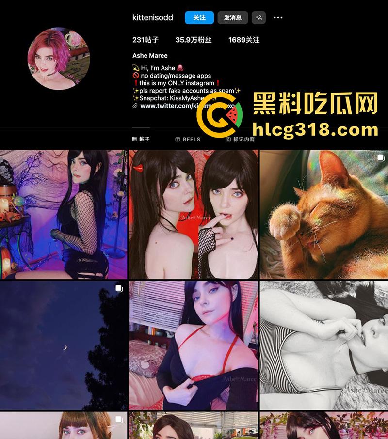 哈利伯特女主竟下海了？IG女网红【kittenisodd】，因外貌神似妙丽格兰杰走红，激情自慰片流出！